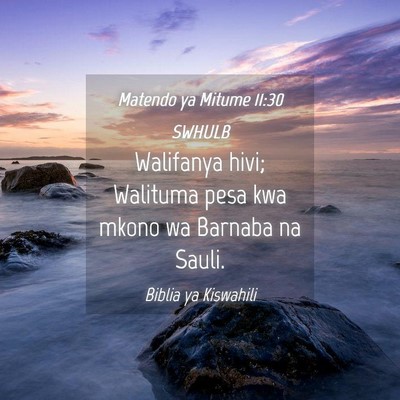 Picture 04 - Matendo ya Mitume 11:30 SWHULB - Walifanya hivi; Walituma pesa kwa mkono wa - Bible Verse Picture