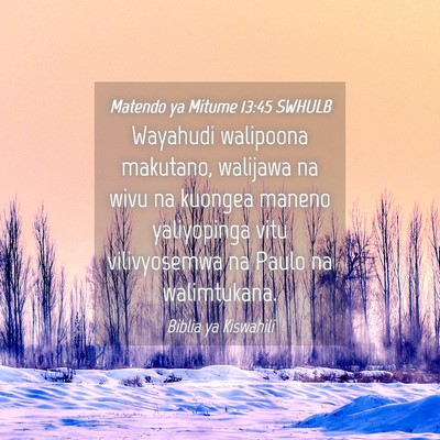 Picture 04 - Matendo ya Mitume 13:45 SWHULB - Wayahudi walipoona makutano, walijawa na wivu na - Bible Verse Picture