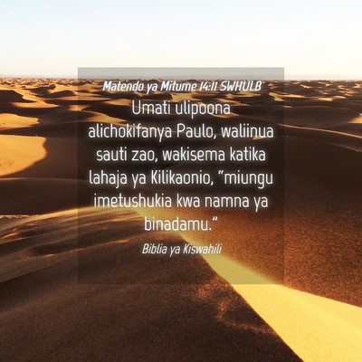 Picture 04 - Matendo ya Mitume 14:11 SWHULB - Umati ulipoona alichokifanya Paulo, waliinua - Bible Verse Picture