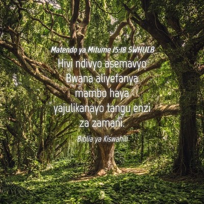 Picture 04 - Matendo ya Mitume 15:18 SWHULB - Hivi ndivyo asemavyo Bwana aliyefanya mambo haya - Bible Verse Picture