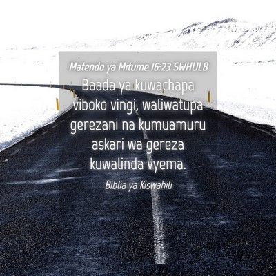 Picture 04 - Matendo ya Mitume 16:23 SWHULB - Baada ya kuwachapa viboko vingi, waliwatupa - Bible Verse Picture
