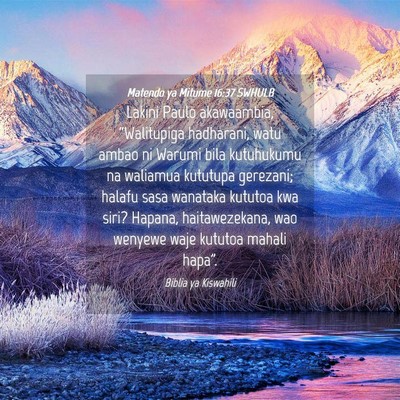 Picture 04 - Matendo ya Mitume 16:37 SWHULB - Lakini Paulo akawaambia, “Walitupiga hadharani, - Bible Verse Picture