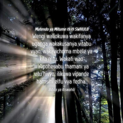 Picture 04 - Matendo ya Mitume 19:19 SWHULB - Wengi waliokuwa wakifanya uganga wakakusanya - Bible Verse Picture
