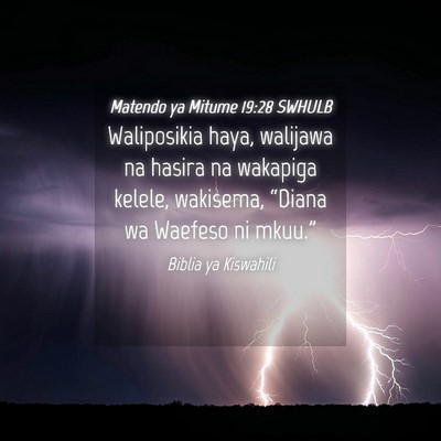 Picture 04 - Matendo ya Mitume 19:28 SWHULB - Waliposikia haya, walijawa na hasira na wakapiga - Bible Verse Picture