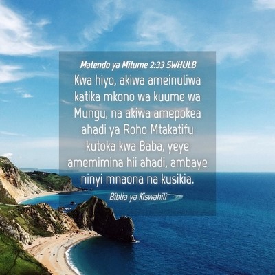 Picture 04 - Matendo ya Mitume 2:33 SWHULB - Kwa hiyo, akiwa ameinuliwa katika mkono wa kuume - Bible Verse Picture