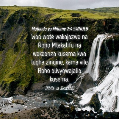 Picture 04 - Matendo ya Mitume 2:4 SWHULB - Wao wote wakajazwa na Roho Mtakatifu na wakaanza - Bible Verse Picture