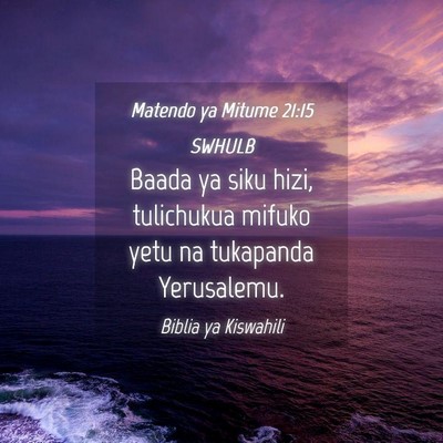 Picture 04 - Matendo ya Mitume 21:15 SWHULB - Baada ya siku hizi, tulichukua mifuko yetu na - Bible Verse Picture