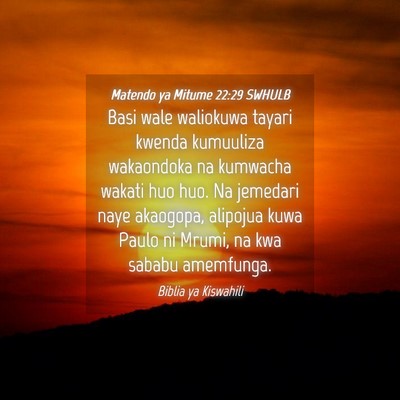Picture 04 - Matendo ya Mitume 22:29 SWHULB - Basi wale waliokuwa tayari kwenda kumuuliza - Bible Verse Picture
