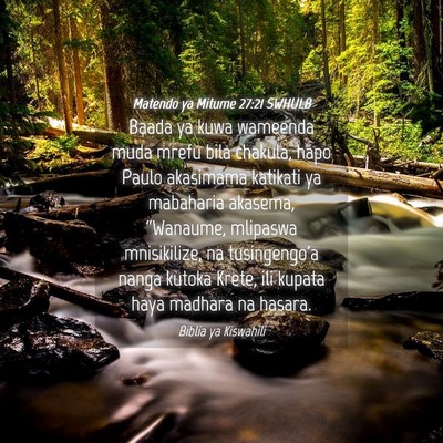 Picture 04 - Matendo ya Mitume 27:21 SWHULB - Baada ya kuwa wameenda muda mrefu bila chakula, - Bible Verse Picture