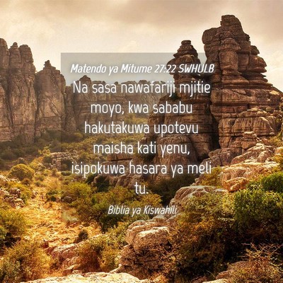 Picture 04 - Matendo ya Mitume 27:22 SWHULB - Na sasa nawafariji mjitie moyo, kwa sababu - Bible Verse Picture