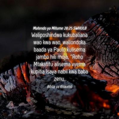 Picture 04 - Matendo ya Mitume 28:25 SWHULB - Waliposhindwa kukubaliana wao kwa wao, waliondoka - Bible Verse Picture