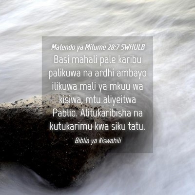 Picture 04 - Matendo ya Mitume 28:7 SWHULB - Basi mahali pale karibu palikuwa na ardhi ambayo - Bible Verse Picture