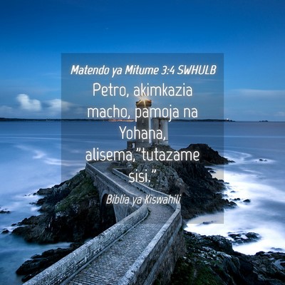 Picture 04 - Matendo ya Mitume 3:4 SWHULB - Petro, akimkazia macho, pamoja na Yohana, - Bible Verse Picture