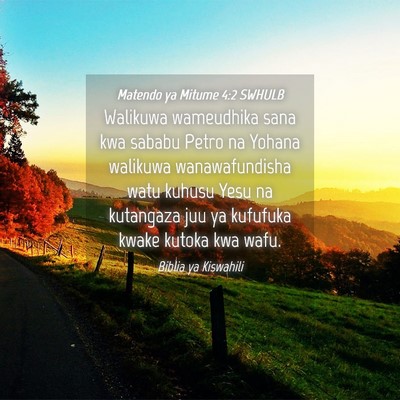 Picture 04 - Matendo ya Mitume 4:2 SWHULB - Walikuwa wameudhika sana kwa sababu Petro na - Bible Verse Picture