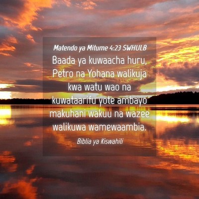 Picture 04 - Matendo ya Mitume 4:23 SWHULB - Baada ya kuwaacha huru, Petro na Yohana walikuja - Bible Verse Picture