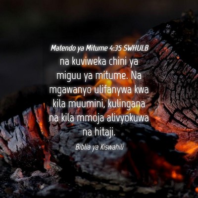 Picture 04 - Matendo ya Mitume 4:35 SWHULB - na kuviweka chini ya miguu ya mitume. Na mgawanyo - Bible Verse Picture
