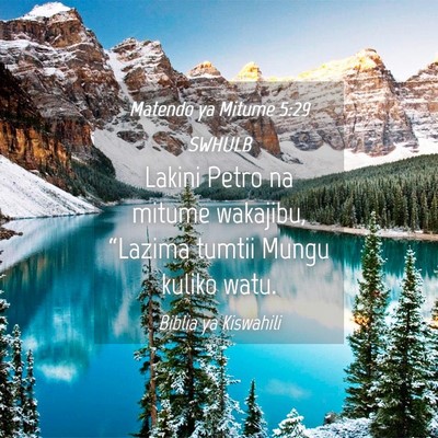 Picture 04 - Matendo ya Mitume 5:29 SWHULB - Lakini Petro na mitume wakajibu, “Lazima tumtii - Bible Verse Picture