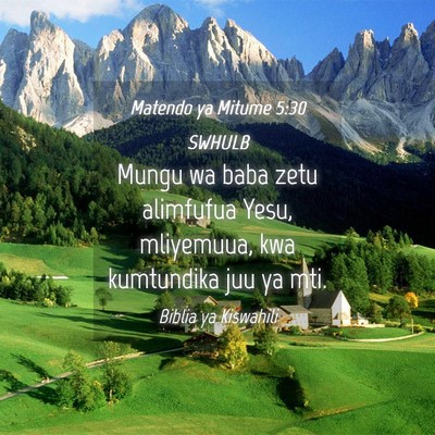 Picture 04 - Matendo ya Mitume 5:30 SWHULB - Mungu wa baba zetu alimfufua Yesu, mliyemuua, kwa - Bible Verse Picture