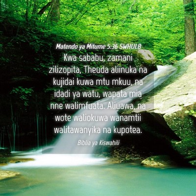 Picture 04 - Matendo ya Mitume 5:36 SWHULB - Kwa sababu, zamani zilizopita, Theuda aliinuka na - Bible Verse Picture