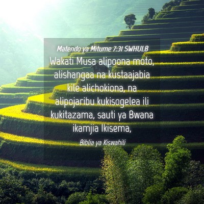 Picture 04 - Matendo ya Mitume 7:31 SWHULB - Wakati Musa alipoona moto, alishangaa na - Bible Verse Picture