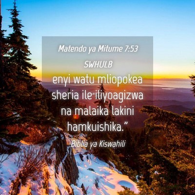 Picture 04 - Matendo ya Mitume 7:53 SWHULB - enyi watu mliopokea sheria ile iliyoagizwa na - Bible Verse Picture