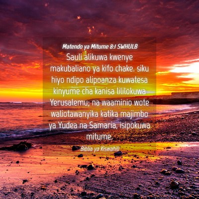 Picture 04 - Matendo ya Mitume 8:1 SWHULB - Sauli alikuwa kwenye makubaliano ya kifo chake. - Bible Verse Picture