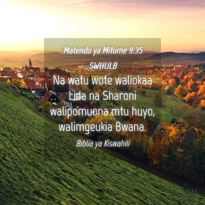Picture 04 - Matendo ya Mitume 9:35 SWHULB - Na watu wote waliokaa Lida na Sharoni walipomuona - Bible Verse Picture