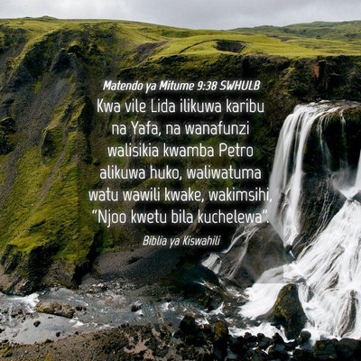Picture 04 - Matendo ya Mitume 9:38 SWHULB - Kwa vile Lida ilikuwa karibu na Yafa, na - Bible Verse Picture