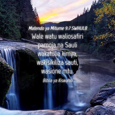 Picture 04 - Matendo ya Mitume 9:7 SWHULB - Wale watu waliosafiri pamoja na Sauli wakatulia - Bible Verse Picture