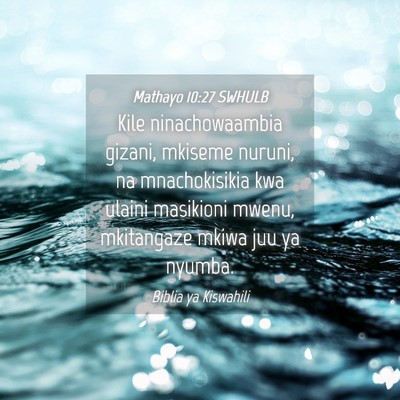 Picture 04 - Mathayo 10:27 SWHULB - Kile ninachowaambia gizani, mkiseme nuruni, na - Bible Verse Picture