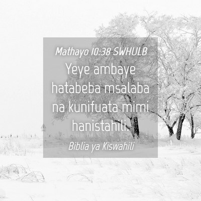 Picture 04 - Mathayo 10:38 SWHULB - Yeye ambaye hatabeba msalaba na kunifuata mimi - Bible Verse Picture