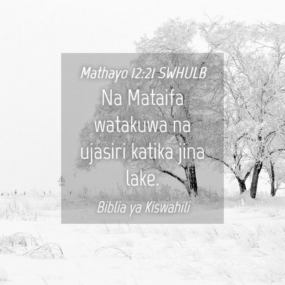 Picture 04 - Mathayo 12:21 SWHULB - Na Mataifa watakuwa na ujasiri katika jina - Bible Verse Picture