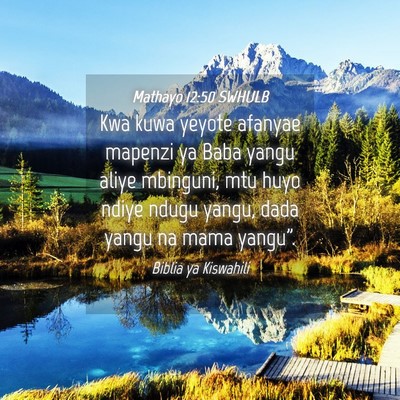 Picture 04 - Mathayo 12:50 SWHULB - Kwa kuwa yeyote afanyae mapenzi ya Baba yangu - Bible Verse Picture