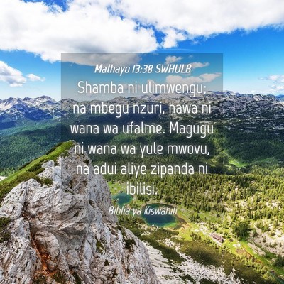 Picture 04 - Mathayo 13:38 SWHULB - Shamba ni ulimwengu; na mbegu nzuri, hawa ni wana - Bible Verse Picture