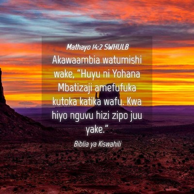 Picture 04 - Mathayo 14:2 SWHULB - Akawaambia watumishi wake, “Huyu ni Yohana - Bible Verse Picture