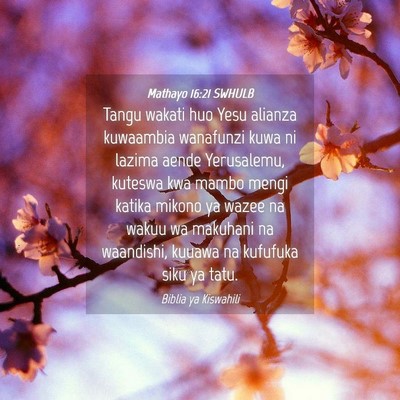 Picture 04 - Mathayo 16:21 SWHULB - Tangu wakati huo Yesu alianza kuwaambia wanafunzi - Bible Verse Picture