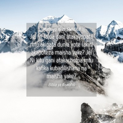 Picture 04 - Mathayo 16:26 SWHULB - Je! Ni faida gani atakayopata mtu akipata dunia - Bible Verse Picture