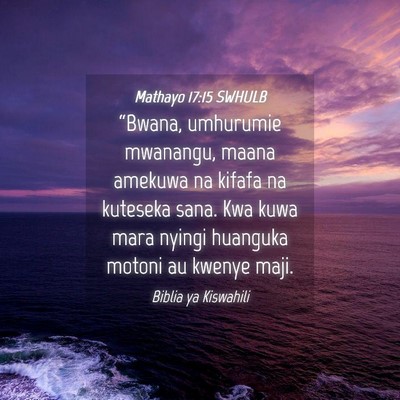 Picture 04 - Mathayo 17:15 SWHULB - “Bwana, umhurumie mwanangu, maana amekuwa na - Bible Verse Picture