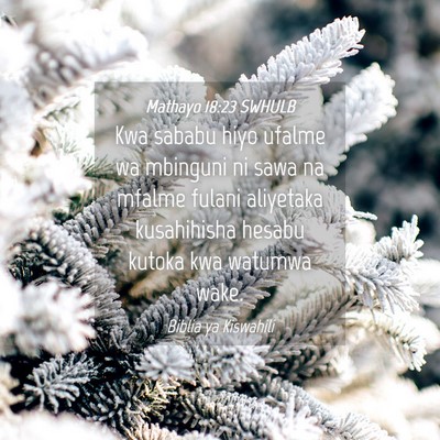 Picture 04 - Mathayo 18:23 SWHULB - Kwa sababu hiyo ufalme wa mbinguni ni sawa na - Bible Verse Picture
