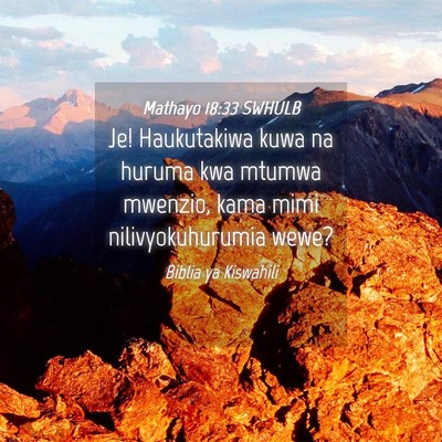 Picture 04 - Mathayo 18:33 SWHULB - Je! Haukutakiwa kuwa na huruma kwa mtumwa - Bible Verse Picture