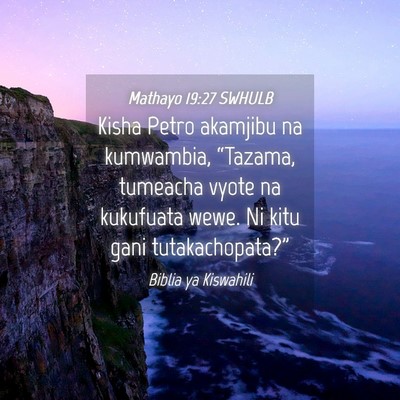 Picture 04 - Mathayo 19:27 SWHULB - Kisha Petro akamjibu na kumwambia, “Tazama, - Bible Verse Picture