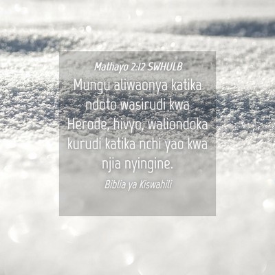 Picture 04 - Mathayo 2:12 SWHULB - Mungu aliwaonya katika ndoto wasirudi kwa Herode, - Bible Verse Picture