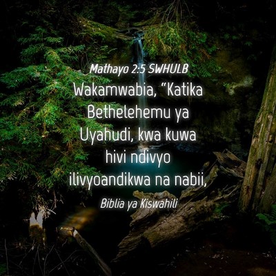Picture 04 - Mathayo 2:5 SWHULB - Wakamwabia, “Katika Bethelehemu ya Uyahudi, kwa - Bible Verse Picture