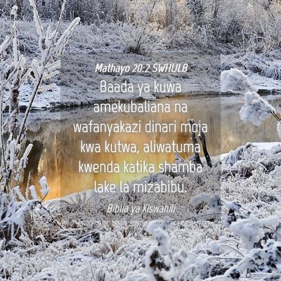 Picture 04 - Mathayo 20:2 SWHULB - Baada ya kuwa amekubaliana na wafanyakazi dinari - Bible Verse Picture