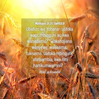 Picture 04 - Mathayo 21:25 SWHULB - Ubatizo wa Yohana- ulitoka wapi, mbinguni au kwa - Bible Verse Picture