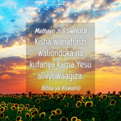 Picture 04 - Mathayo 21:6 SWHULB - Kisha wanafunzi waliondoka na kufanya kama Yesu - Bible Verse Picture