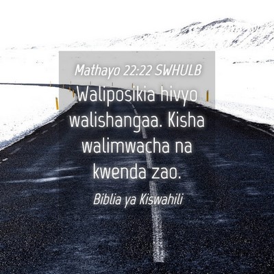 Picture 04 - Mathayo 22:22 SWHULB - Waliposikia hivyo walishangaa. Kisha walimwacha - Bible Verse Picture