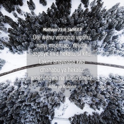 Picture 04 - Mathayo 23:16 SWHULB - Ole wenu viongozi vipofu, ninyi msemao,, Yeyote - Bible Verse Picture