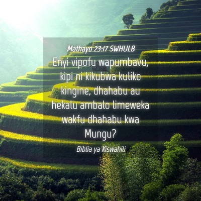 Picture 04 - Mathayo 23:17 SWHULB - Enyi vipofu wapumbavu, kipi ni kikubwa kuliko - Bible Verse Picture