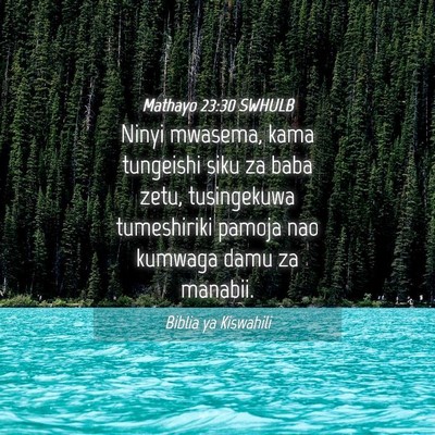 Picture 04 - Mathayo 23:30 SWHULB - Ninyi mwasema, kama tungeishi siku za baba zetu, - Bible Verse Picture
